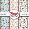1 Floral Digital Paper Rose Printable Paper Floral Background