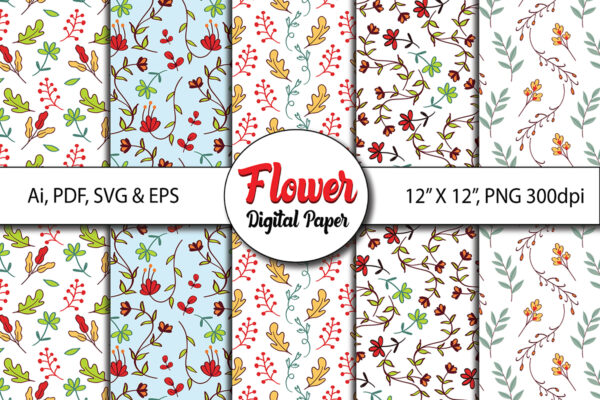 1 Floral Digital Paper Rose Printable Paper Floral Background