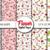 1 Digital Papers - Watercolor Floral Backgrounds - Wedding Clipart -Blush Floral Patterns-Scrapbook Paper