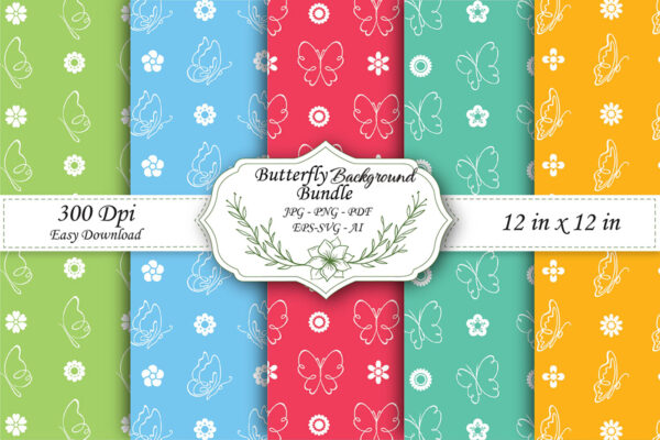 Mockup new Butterfly, Hearts, Toile & Gingham Digital Paper