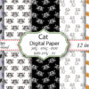 Mockup new Black and White Cat Digital Paper - Seamless Pattern - Craft Paper - Scrapbook Paper