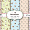 Cute Cat Digital Paper | Scrapbook Paper Set