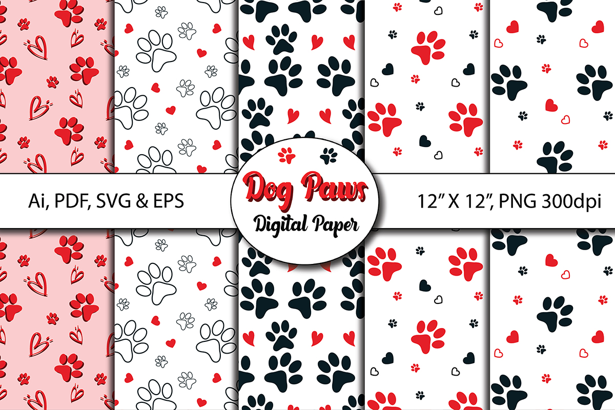 Dog Paws Digital Paper - Imagenish