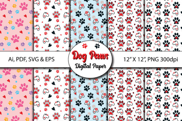 Dog Paws Digital Paper