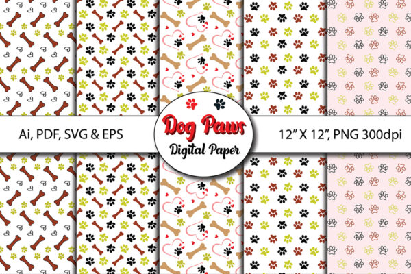 Dog Paws Digital Paper