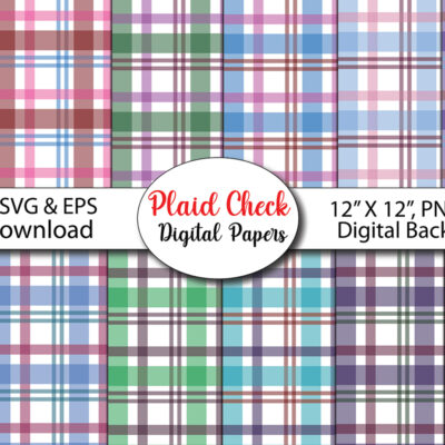 colored Plaid Check Digital Papers
