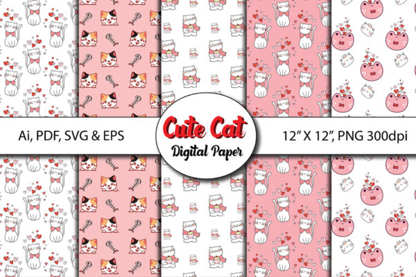 Cute Cat Digital Paper