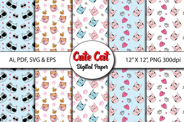 Cute Cat Digital Paper