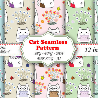 Cute Cat Seamless Pattern