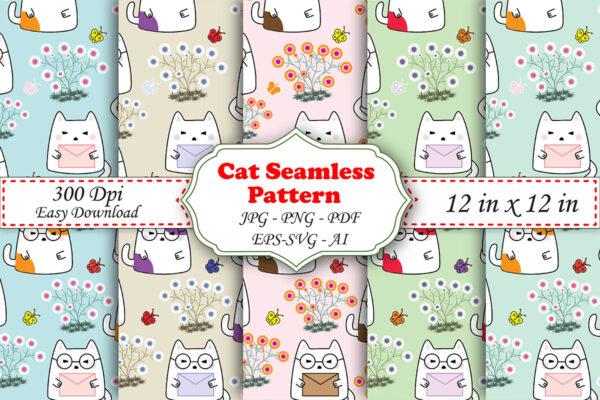 Cute Cat Seamless Pattern
