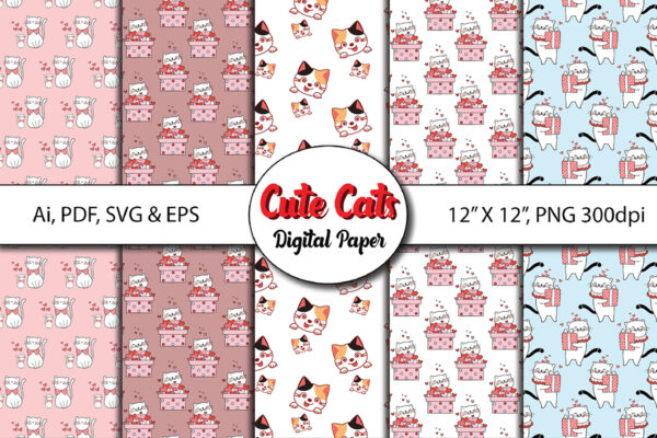 5_Mockup Cats Digital Paper