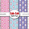 1 Kawaii Kitten Seamless Pattern