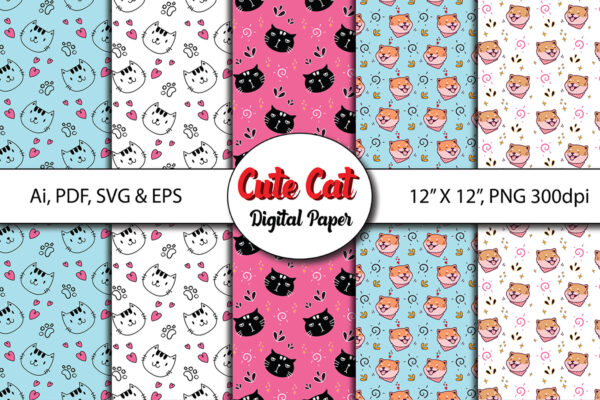 Cute Cat Seamless Pattern
