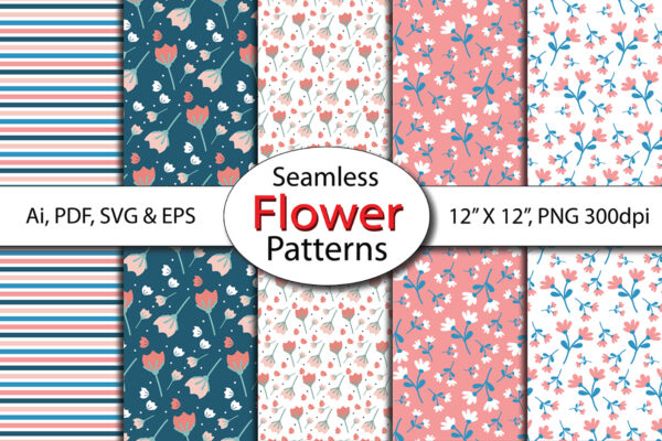 1 Floral Seamless Pattern Scrapbook Papers Background