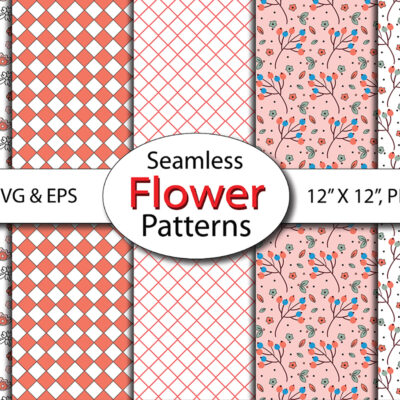 5_Mockup Seamless Pattern Spring Floral Digital Paper Vintage Digital Art