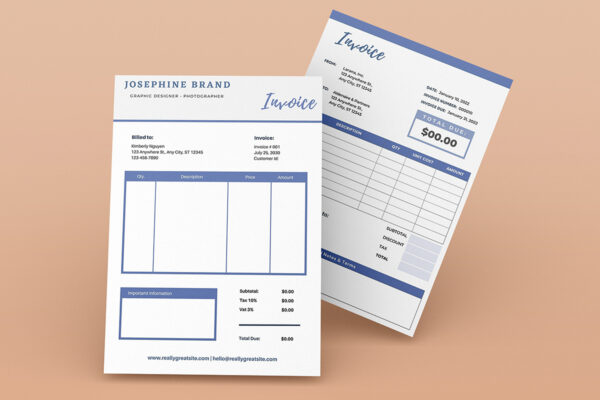 Professional Invoice Receipt Form Template