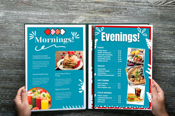 2 Digital Restaurant Menu Flyer Template, Food Menu Template, Cafe Menu-RM02