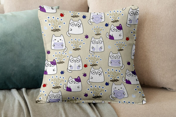Cute Cat Seamless Pattern Baby Animal Digital Paper, Nursery Fabric, Scrapbook Printable-027