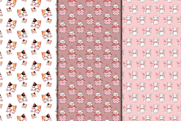 5_Mockup Quirky Cats Digital Paper, Seamless Cats Background, Cute Cats Pattern, Cat Lovers Background-028