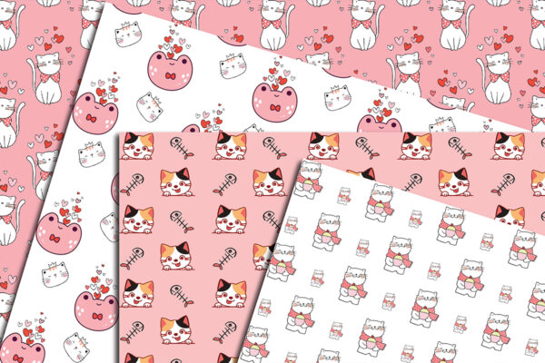 Cat Seamless Pattern  Commercial Use, Card Making, Crafting, Digital Download-031