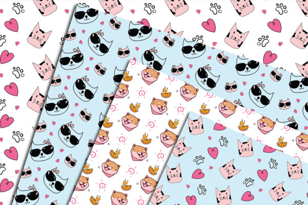 Cute Cat Illustrations Seamless Pattern-033