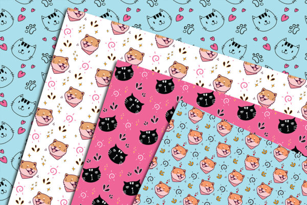 Cat Seamless Pattern for Instant Download-034