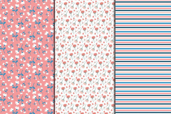 2 Floral Seamless Pattern Scrapbook Papers Background-038