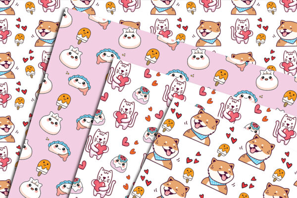 2 Digital Cats Seamless Pattern Repeat Tile for Fabric, Packaging, Commercial Use-042
