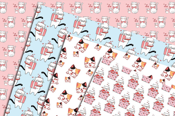5_Mockup Quirky Cats Digital Paper, Seamless Cats Background, Cute Cats Pattern, Cat Lovers Background-028