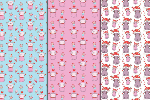 3 Kawaii Kitten Seamless Pattern-029