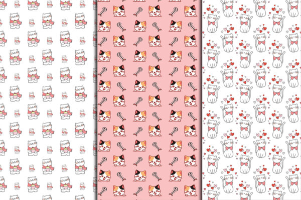 Cat Seamless Pattern  Commercial Use, Card Making, Crafting, Digital Download-031