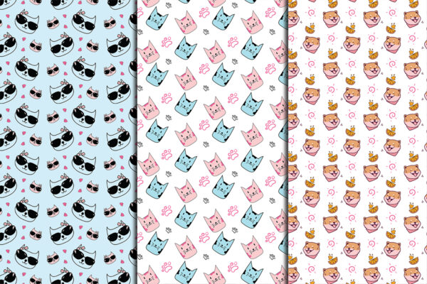 Cute Cat Illustrations Seamless Pattern-033