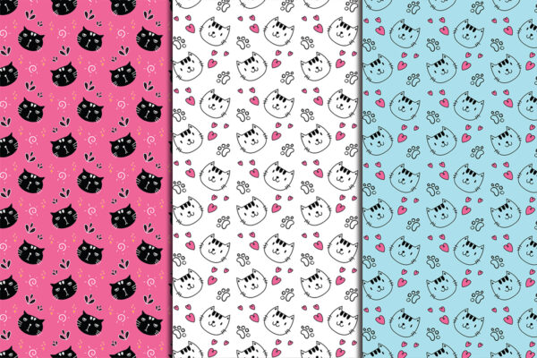 Cat Seamless Pattern for Instant Download-034