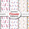 3 flowers seamless pattern, soft floral repeat design for fabric and textiles