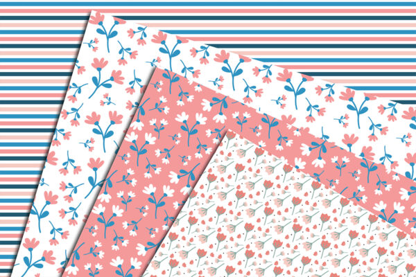 3 Floral Seamless Pattern Scrapbook Papers Background-038