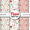 Boho Seamless Digital Papers, Little Flowers, Commercial Use Digital Paper