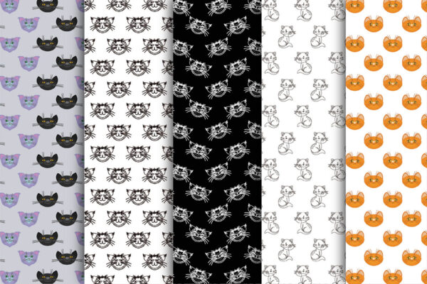Mockup new Black and White Cat Digital Paper - Seamless Pattern - Craft Paper - Scrapbook Paper-055