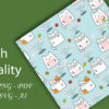 Cute Cat Seamless Pattern Baby Animal Digital Paper, Nursery Fabric, Scrapbook Printable-027