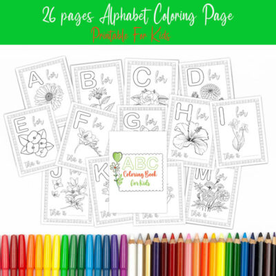 Baby's First ABC Animals Book, Alphabet Coloring Pages, Baby Shower Coloring Pages, Baby Shower Keepsake Activity-CB04