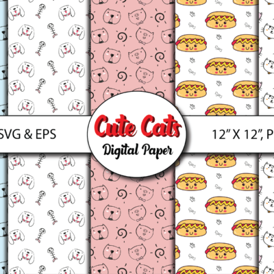 Mockup-01 Cute Seamless Cat Pattern Bundle