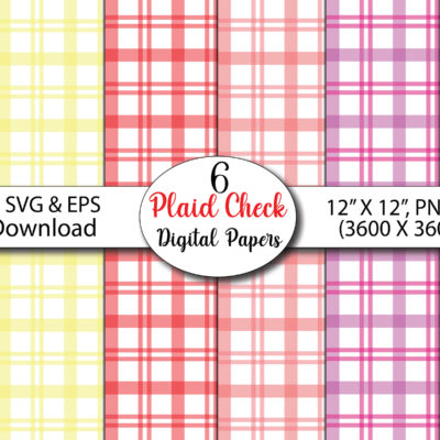Pastel Gingham Seamless Pattern Bundle, Plaid Check Digital Paper Pack, Cute Spring Fabric Design, Picnic Pattern