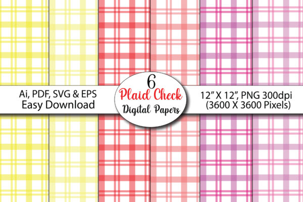 Mockup Pastel Gingham Seamless Pattern Bundle, Plaid Check Digital Paper Pack, Cute Spring Fabric Design, Picnic Pattern