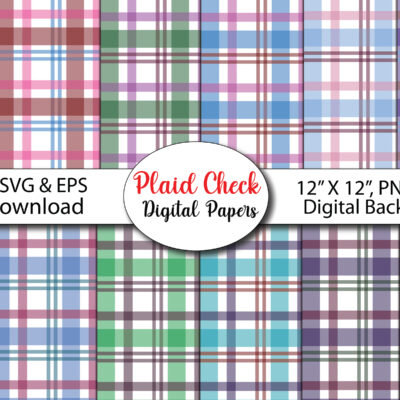 Pastel Plaid-Digital Scrapbook Papers-Seamless Pattern-Commercial Use