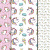 Mockup-02 Rainbow Unicorn rose seamless pattern digital file, girl repeat Design-043