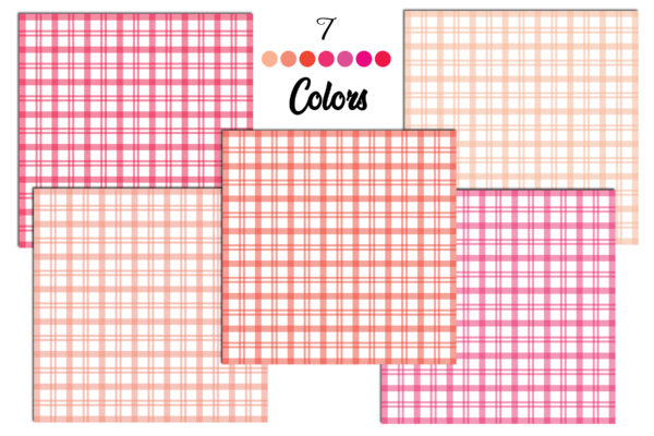 Print Gingham Pastel & Soft Colors Digital Paper Set-035