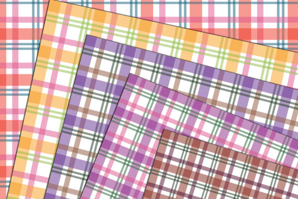Plaid Tartan Check Seamless Digital Paper, Pastel Colours & White, Scrapbook Pages, Backgrounds Commercial Use-042