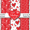 Print Watercolor Hearts Digital Paper, Seamless Valentine Printable