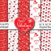 Print Watercolor Hearts Digital Paper