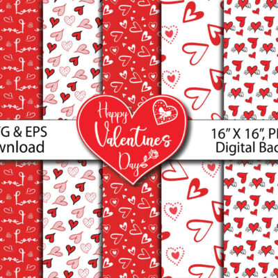 Print Watercolor Hearts Digital Paper