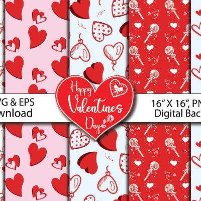 Mockup Valentine Seamless Patterns , Blush Valentine, Scrapbooking, Commercial Use Patterns